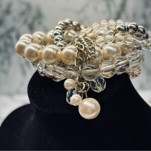 Elegant Pearl and Silver Bracelet Set